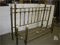 Brass Bed With Marble Accents Head Board and Foot