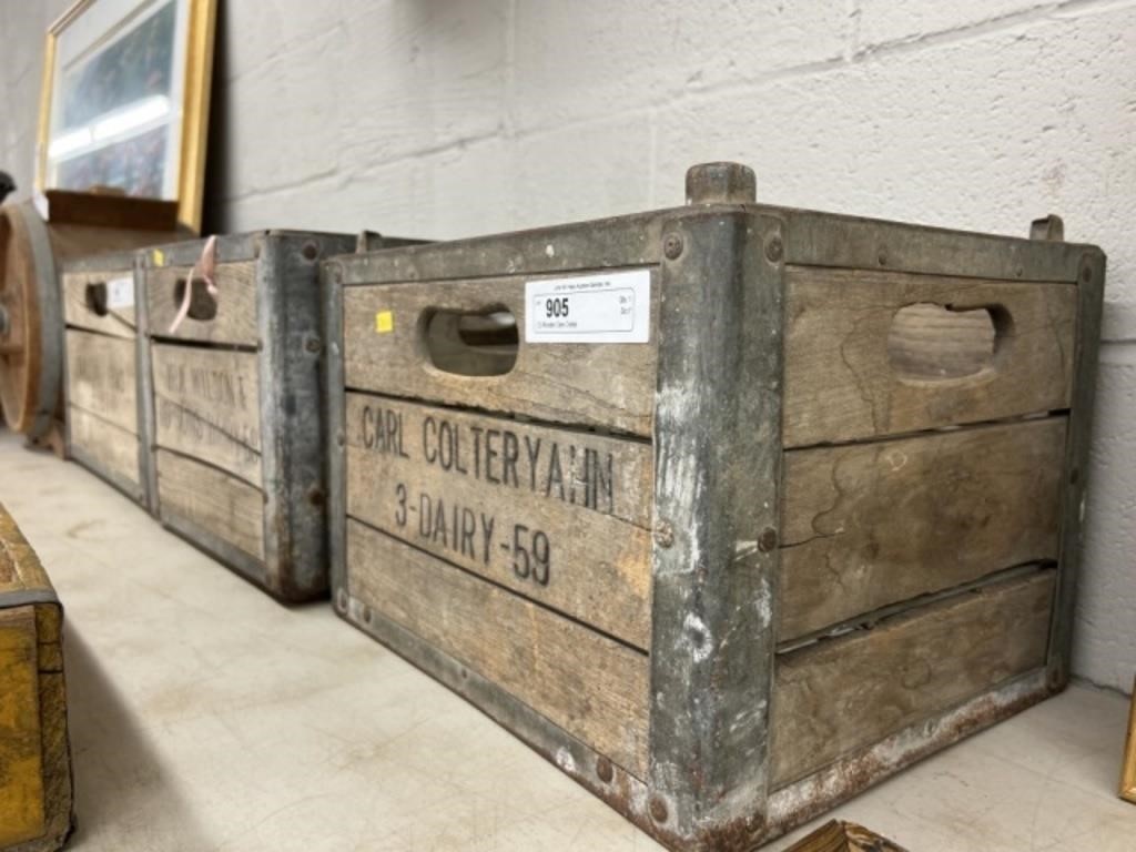 (3) Wooden Dairy Crates