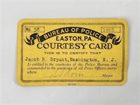 1923 EASTON PA POLICE COURTESY CARD
