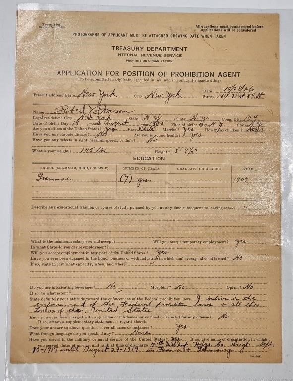 USA PROHIBITION APPLICATION