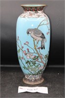 Blue Cloisonne Vase With Falcon