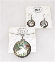 Sterling Silver Abalone Necklace & Earrings Set