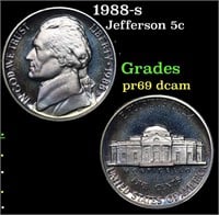 Proof 1988-s Jefferson Nickel 5c Grades GEM++ Proo