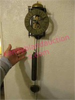 vintage weighted pendulum wall clock (works)