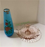 Lot includes a Norleans 8 inch blue vase with