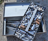 Rachet and Sockets in Steel Tool Box
