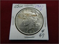 1923D Peace Silver Dollar - MS60
