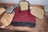 5 Various Sized Hand Bags- 3 Macrame, 1 Straw