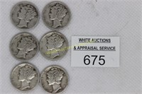 Mercury Dimes (6) / 1942's & 45's