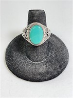 Sterling Turquoise Ring 11 Grams Size 8 (Adjus)