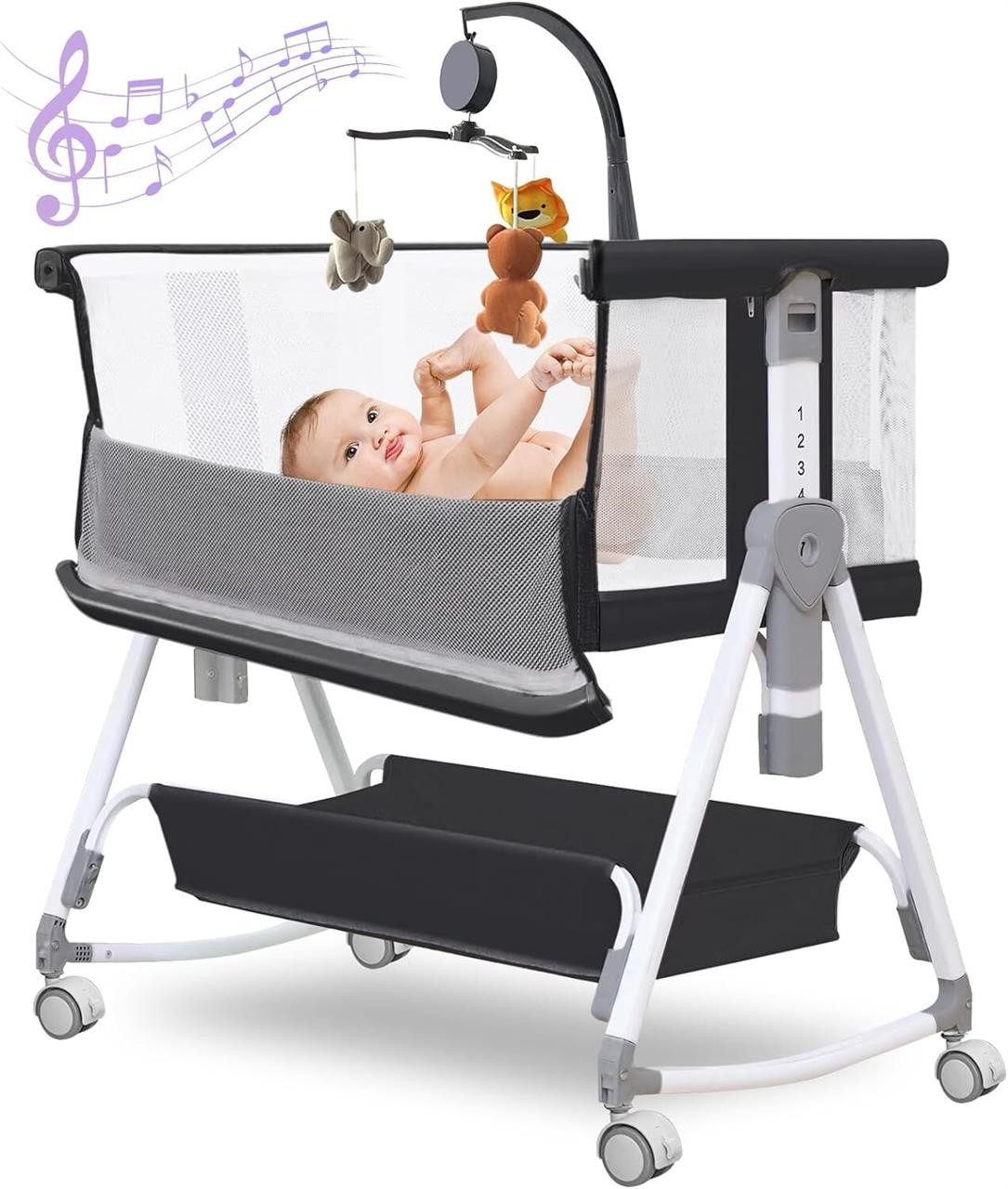 Hkleae 3 in 1 Baby Bassinet with Musical Toy