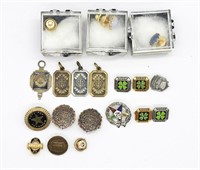 Vintage 12 Pins-4 Pendants-3 Gemstone Tie Clips