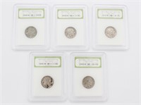 (5) 1913-1935 Indian He'd Buffalo Nickels