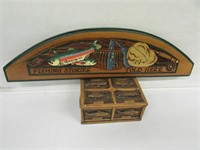 Fish Decorated dresser box & Wood plaque