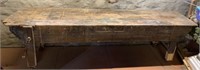 Antique Wooden Work Bench with Screw Vise