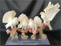 Angelica Collection 4-Ceramic Birds on Marble Base