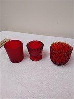 Vintage red glass candle holder