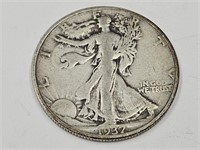 Silver Walking Liberty 1937 S Half Dollar Coin