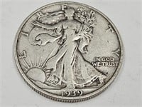 Silver Walking Liberty 1939 Half Dollar Coin
