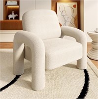 Modern Sherpa Accent Chair, Teddy Upholstered