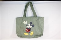 Mickey Mouse Green Canvas Glitter Tote Bag