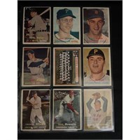 (9) Different 1957 Topps Baseball Cards