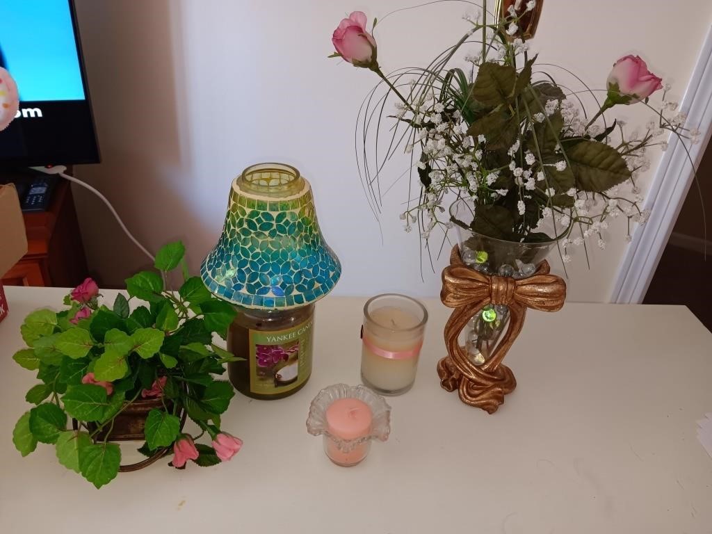 Five pieces candle vase artificial flower