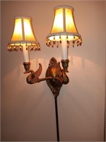Mid century pair brass swan bird wall lights