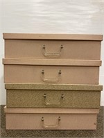 4 vintage doll suitcases / boxes - approx. 14.5"