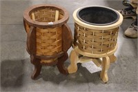2 WOODEN PLANTERS
