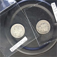 US Coins 1930-S and 1931 Mercury Dimes, circulated