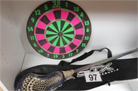 Double Sided Dart Board & Lacrosse Stick