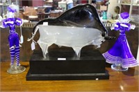 Contemporary Art Glass Bull,