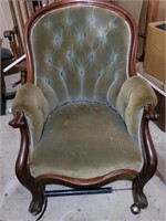 Victorian velvet upholstered armchair