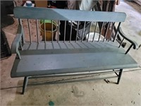 Blue painted settee bench