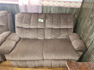 MATCHING BROWN DUAL RECLING CLOTH FABRIC LOVESEAT