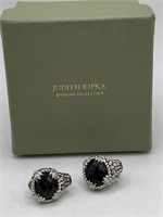 JUDITH RIPKA STERLING SILVER CLIP ON EARRINGS