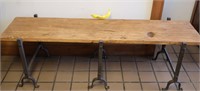 Industrial Cast Iron & Rustic Wood Plank Top Bench
