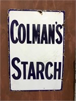 Original Colman's starch enamel sign aprox