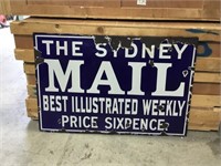Original Sydney mail enamel sign has touch ups