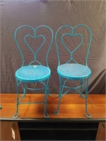Pair of Beautiful Aqua Blue Metal Parlor Chairs