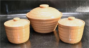 Vintage Shingle Or Honey Comb Stoneware Bowls