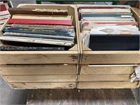 Vinyl Records w Double Wooden Crate