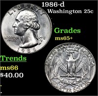 1986-d Washington Quarter 25c Grades GEM+ Unc