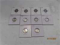 (10) early Silver Mercury Dimes sleeved