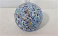 Hand-Blown Scramble Multi-Color Glass Paperweight