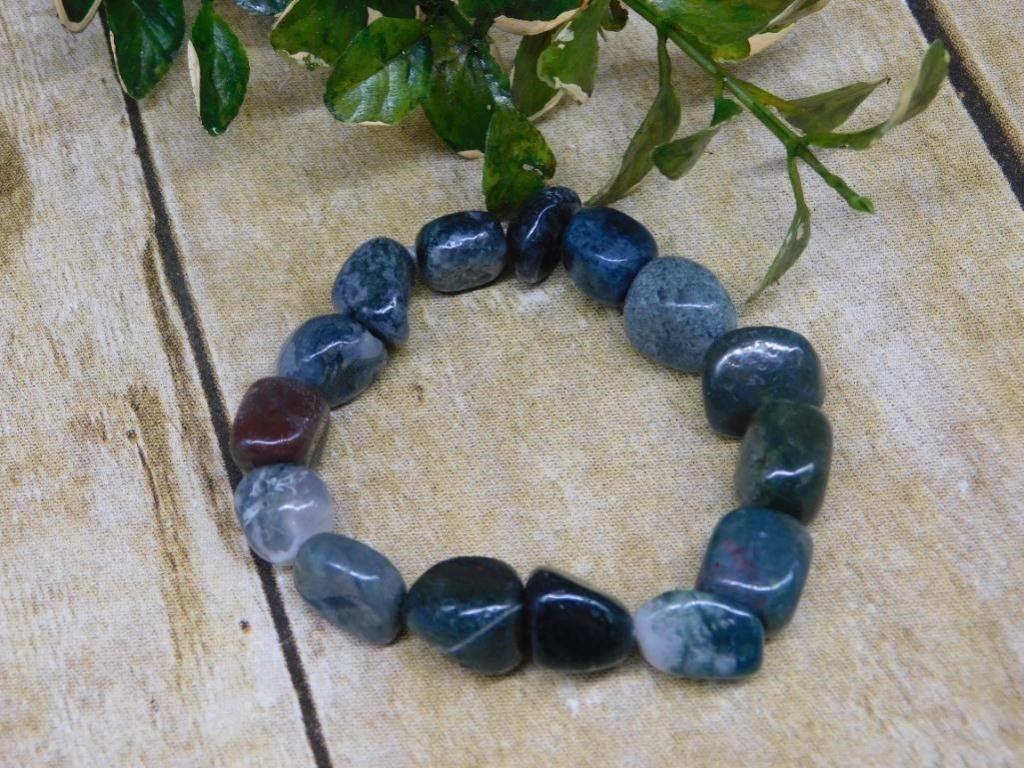 GENUINE STONE BEADED BRACELET ROCK STONE LAPIDARY