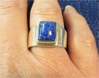 sterling silver blue stone ring "sajen" - size 7.5