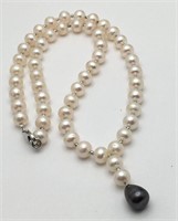 Pearl Beaded Necklace W Sterling Clasp