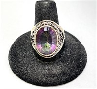 Gorgeous Men's Sterling Mystic Topaz Ring 11 Gr